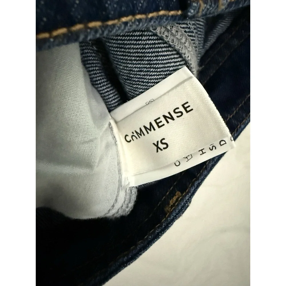 Commense Womens High Waisted Wide Leg Jeans Dark Wash Retro Y2K Style Size XS